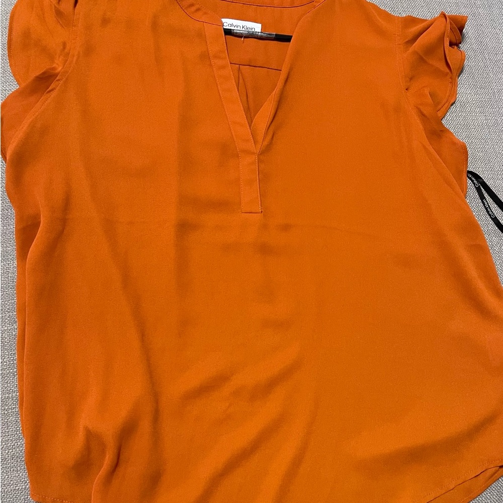 Calvin Klein Orange Ruffled Blouse